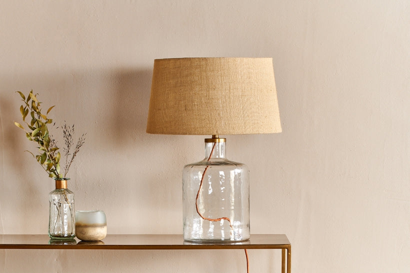 Edina Recycled Glass Table Lamp - Clear - Small - Stable Home Garden