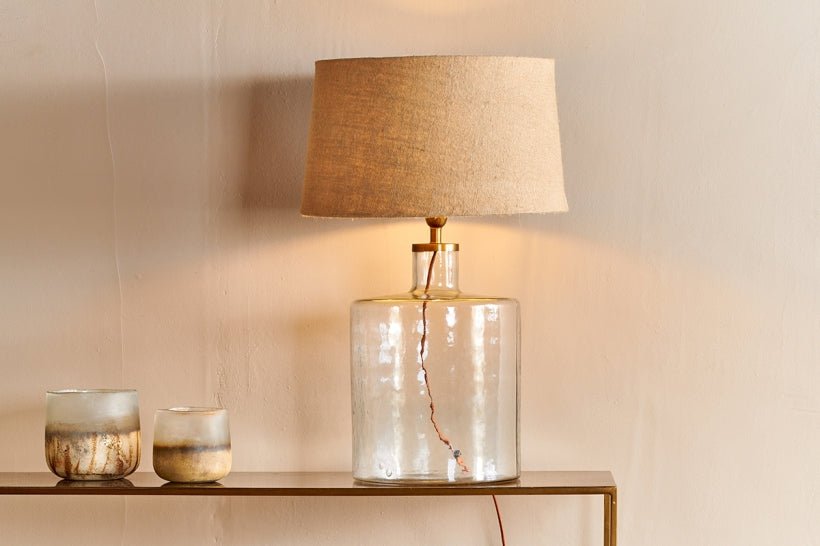 Edina Recycled Glass Table Lamp - Clear - Large - Stable Home Garden