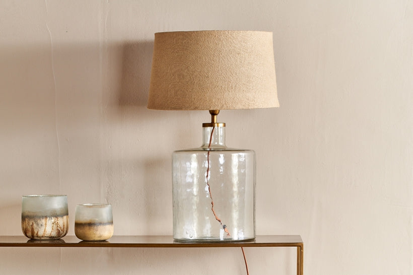 Edina Recycled Glass Table Lamp - Clear - Large - Stable Home Garden