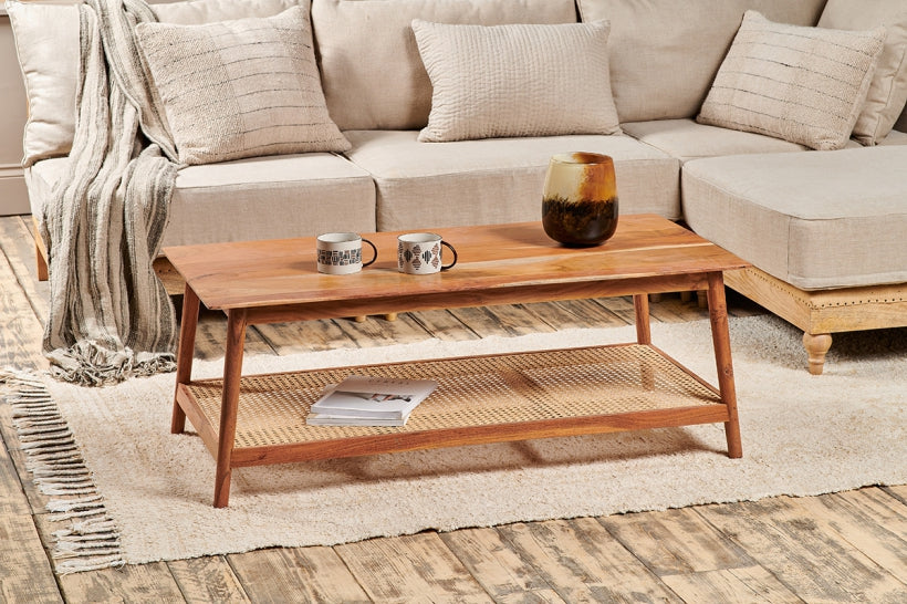 Erabar Acacia & Cane Coffee Table - Stable Home Garden