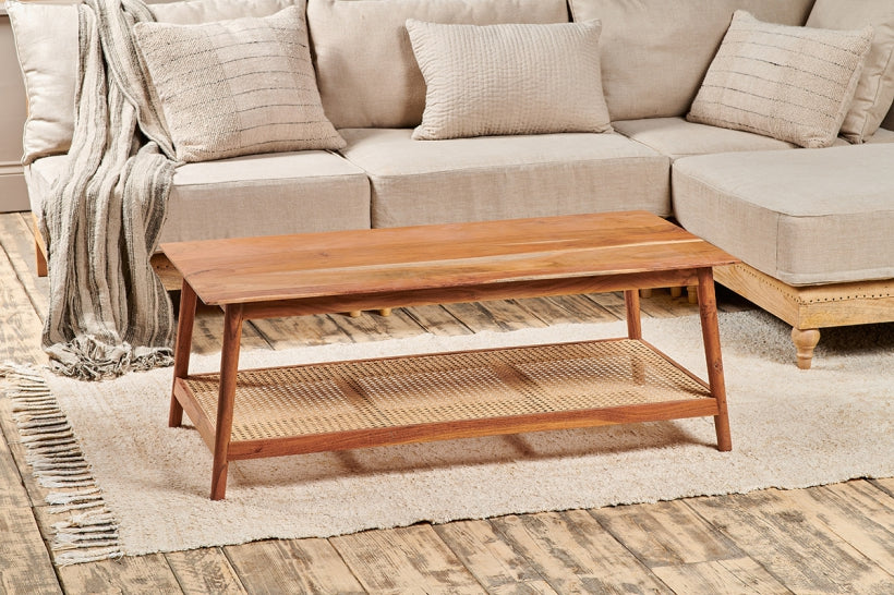 Erabar Acacia & Cane Coffee Table - Stable Home Garden