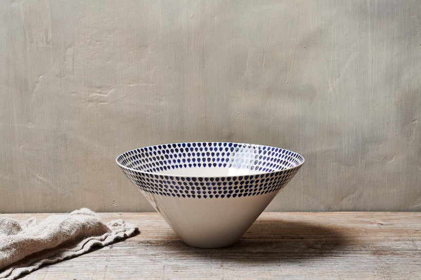 Indigo Drop Serving Bowl