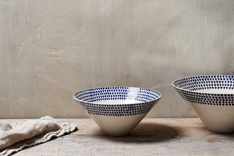 Indigo Drop Serving Bowl