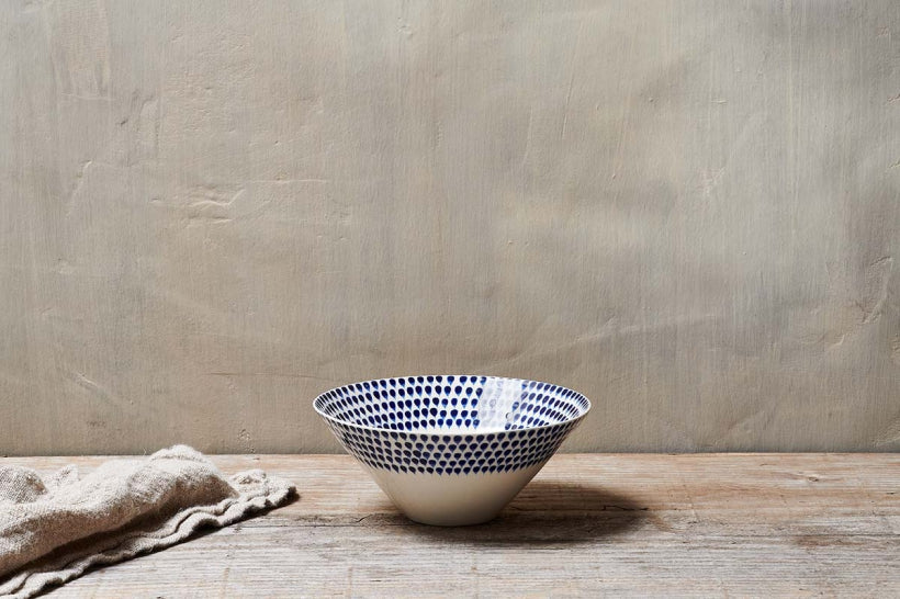 Indigo Drop Serving Bowl