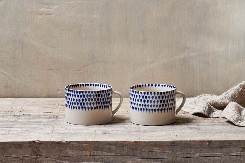 Indigo Drop Mug - Set of 2