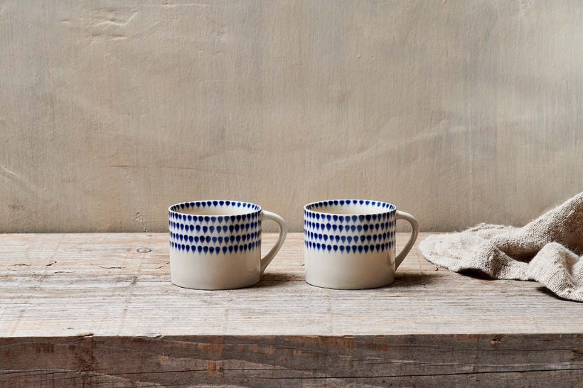 Indigo Drop Mug - Small - Set of 2