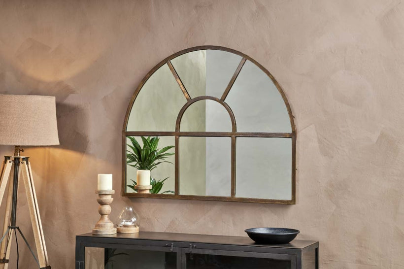 Imoma Iron Overmantel Arch Mirror - Brass