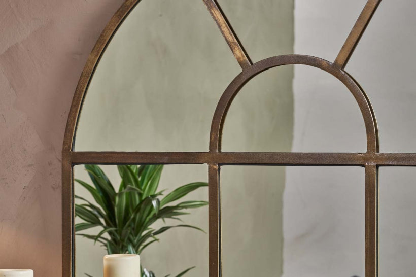 Imoma Iron Overmantel Arch Mirror - Brass