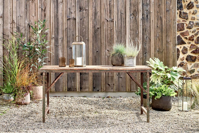 Ishan Reclaimed Folding Dining &amp; Coffee Table - Stable Home Garden