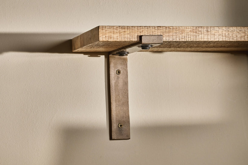Japhali Mango Wood And Iron Shelf - Long - Stable Home Garden