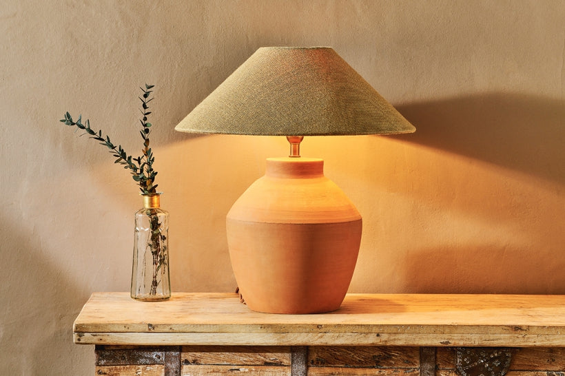 Khar Terracotta Table Lamp - Large - Stable Home Garden