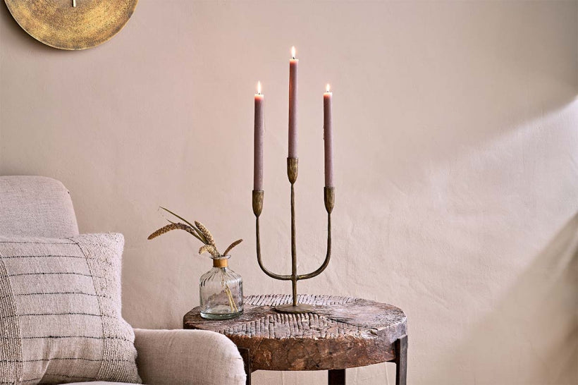 Mbata Brass Candelabra - Antique Brass - Stable Home Garden