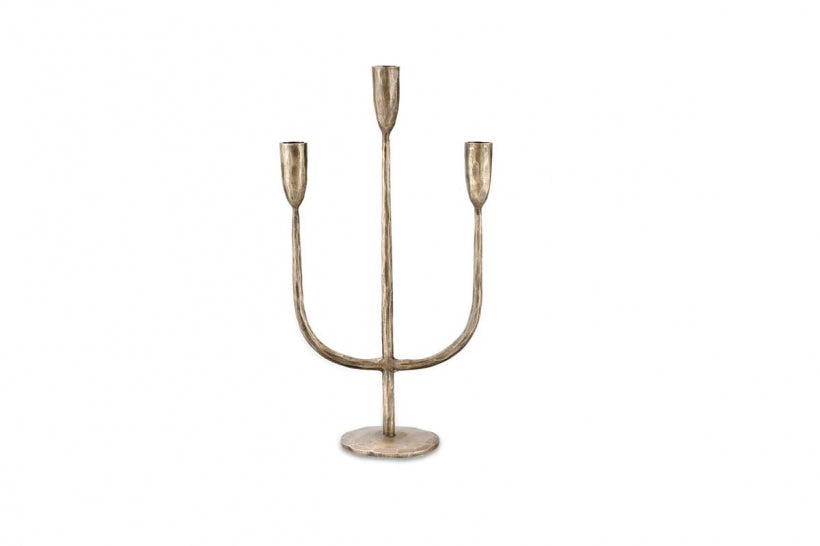 Mbata Brass Candelabra - Antique Brass - Stable Home Garden