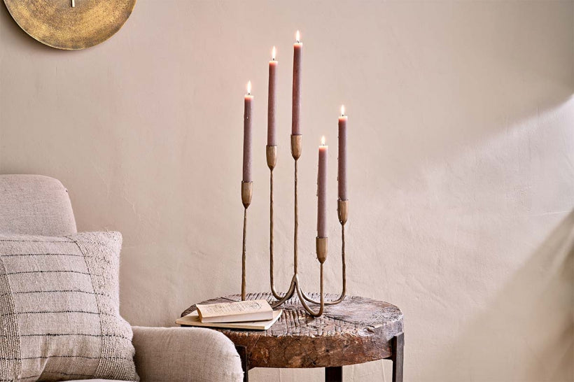 Mbata Cluster Candelabra - Antique Brass - Stable Home Garden