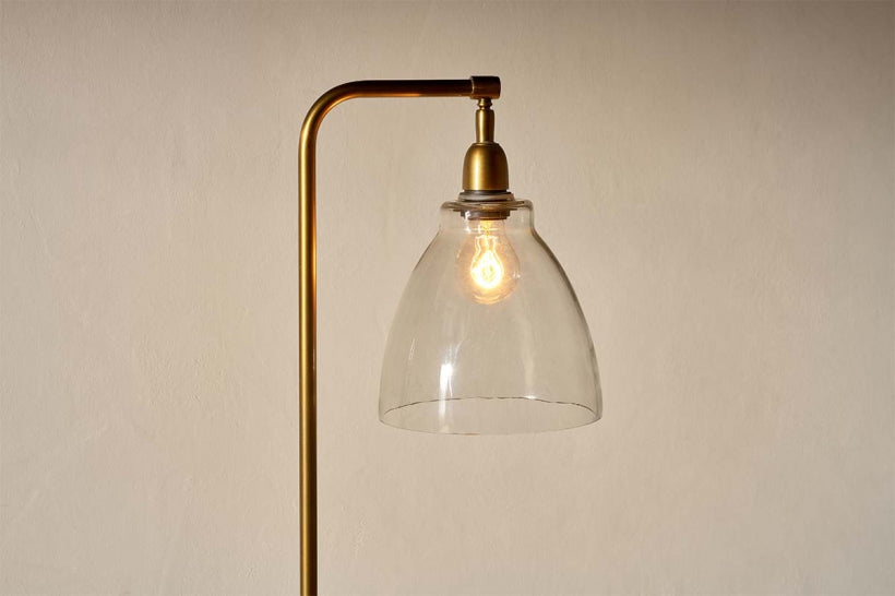 Muturi Glass Floor Lamp - Antique Brass