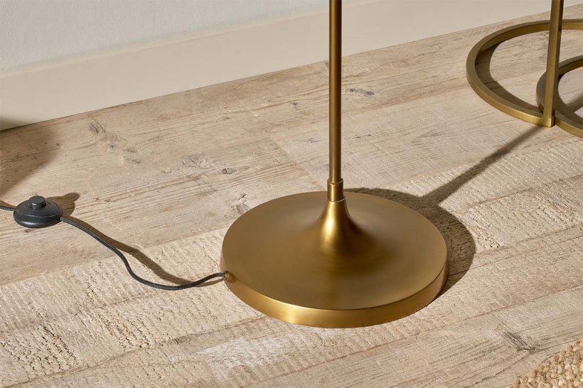 Mulia Glass Floor Lamp - Antique Brass