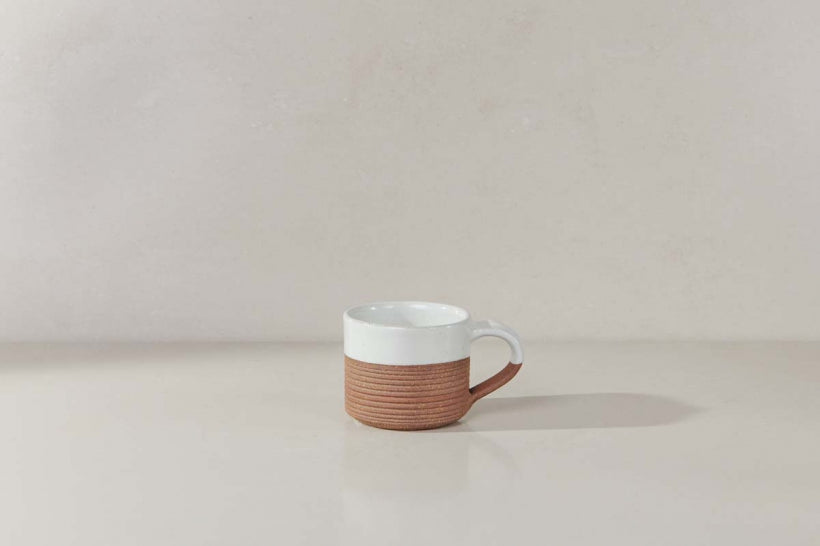 Mali Ribbed Espresso Mug - White Set of 2