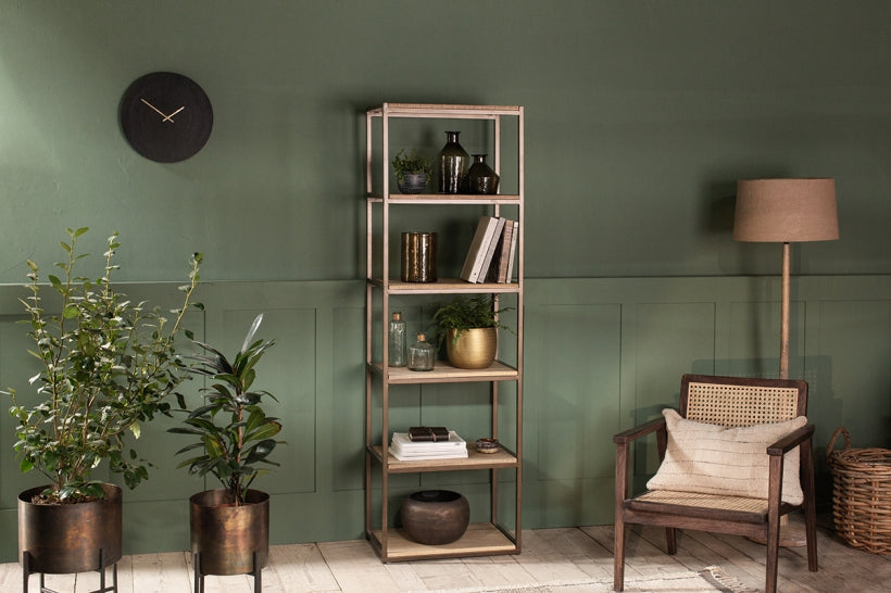 Marjori Mango Wood And Iron Standing Shelves - Narrow - Stable Home Garden
