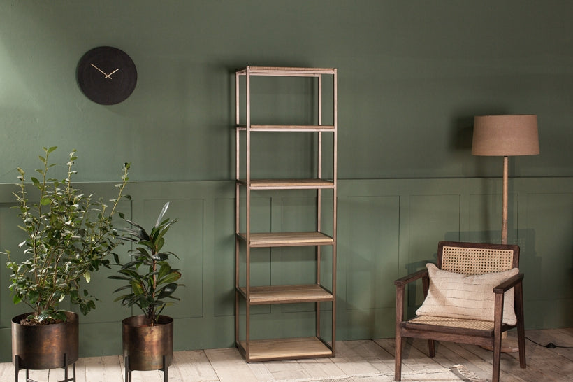 Marjori Mango Wood And Iron Standing Shelves - Narrow - Stable Home Garden
