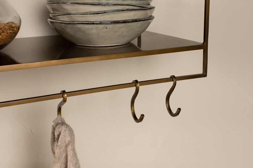 Meghana Iron Shelf With Hooks - Wide