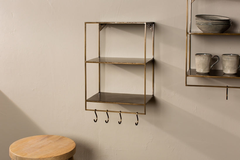 Meghana Iron Shelf With Hooks - Narrow