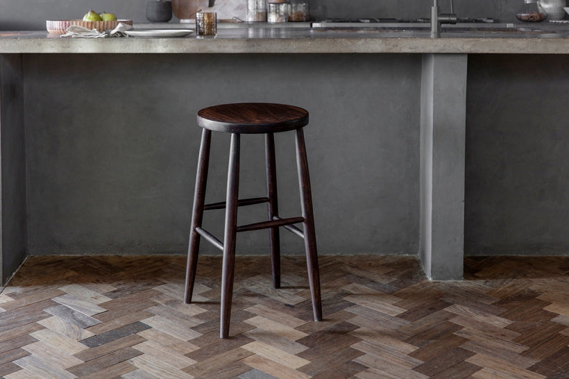 Mengwi Round Bar Stool - Dark Brown