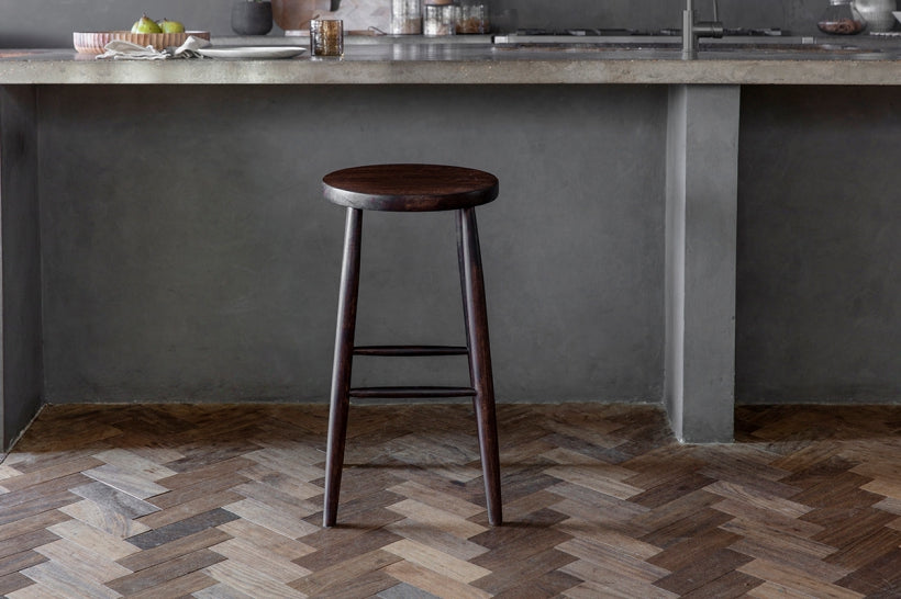 Mengwi Round Bar Stool - Dark Brown