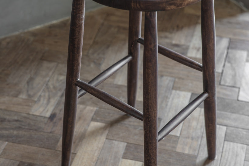 Mengwi Round Bar Stool - Dark Brown