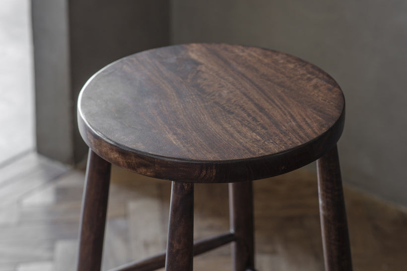 Mengwi Round Bar Stool - Dark Brown