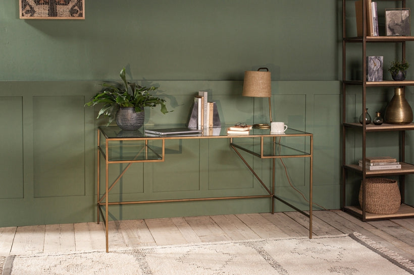 Nakuru Iron &amp; Glass Desk