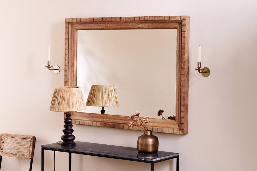 Nalda Reclaimed Wood Carved Mirror - Large