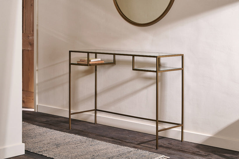 Nakuru Iron &amp; Glass Console Table - Stable Home Garden