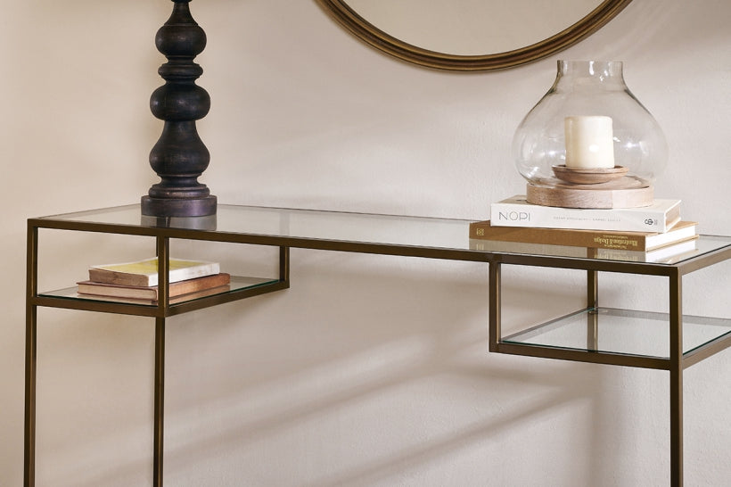 Nakuru Iron &amp; Glass Console Table - Stable Home Garden