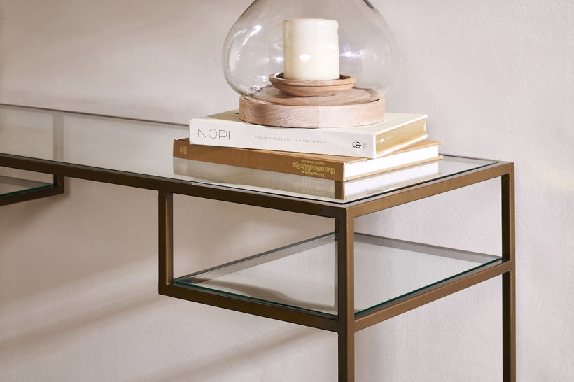 Nakuru Iron &amp; Glass Console Table - Stable Home Garden