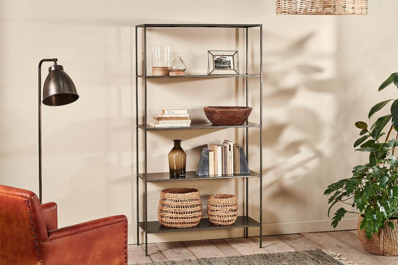 Takua Iron Wide Standing Shelves - Stable Home Garden