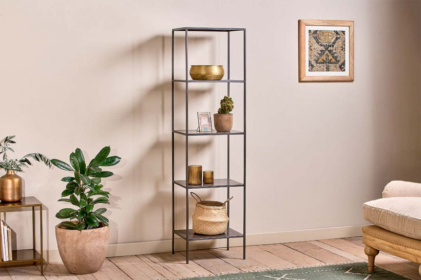 Takua Iron Narrow Standing Shelves - Stable Home Garden