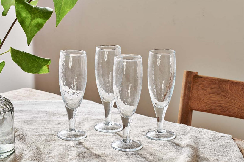 Yala Hammered Champagne Glass - Clear Glass - Stable Home Garden