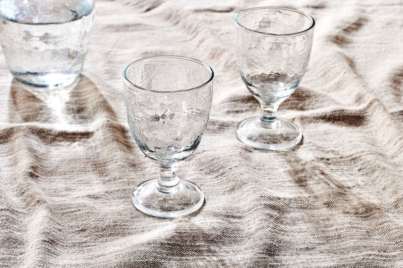 Yala Hammered Wine Glass - Clear Glass - Stable Home Garden