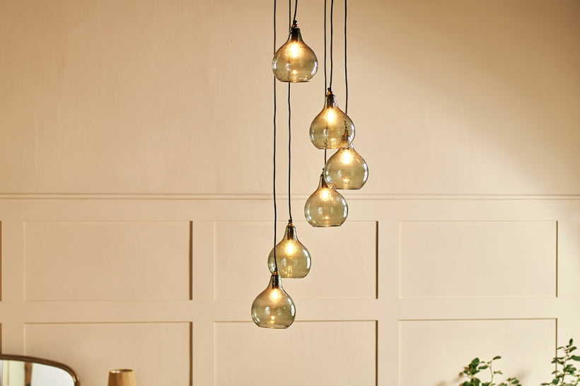Ziva Statement Recycled Glass Cluster Pendant - Green Smoke - Stable Home Garden