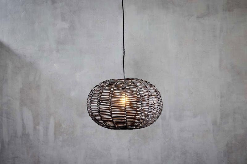 Noko Black Wicker Round Pendant