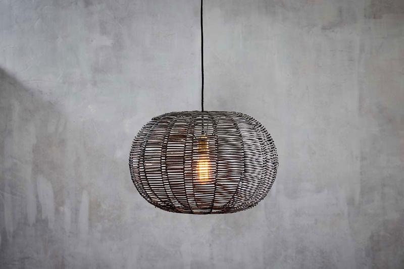 Noko Black Wicker Round Pendant